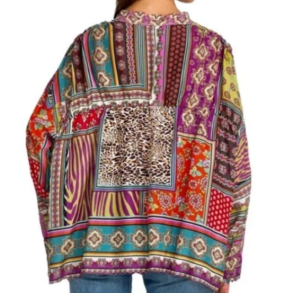 JOHNNY WAS 100% SILK PATCH FINN SILK TOP XXS but relaxed fit, fits a Medium - Picture 3 of 12